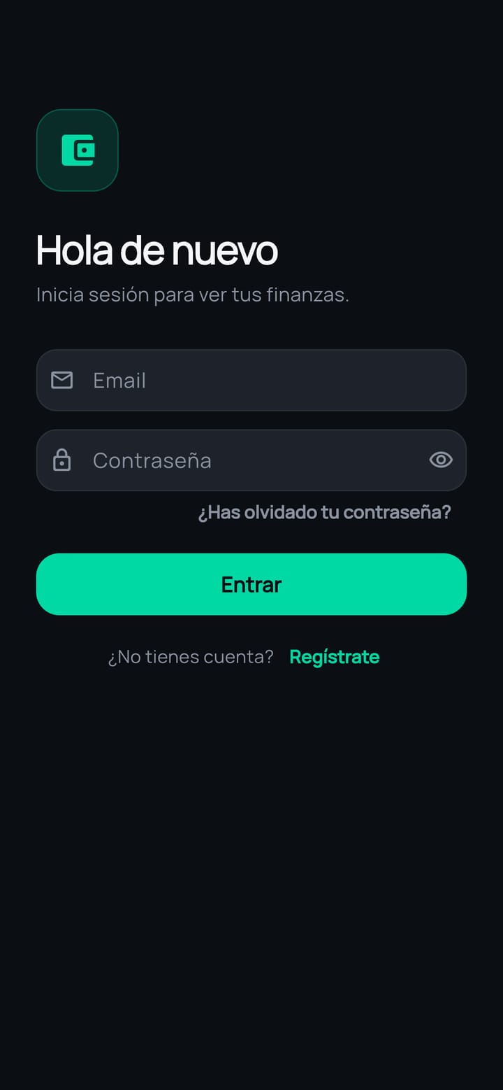 Pantalla de acceso de LaCuenta, app de finanzas personales.